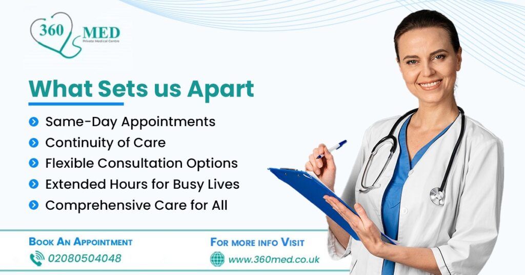Smiling female doctor holding a clipboard – 360 Med Private GP Services in Muswell Hill, London