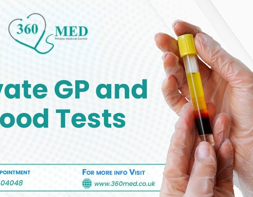 Doctor's gloved hands holding a blood test vial – Private GP and blood tests at 360 Med, Muswell Hill