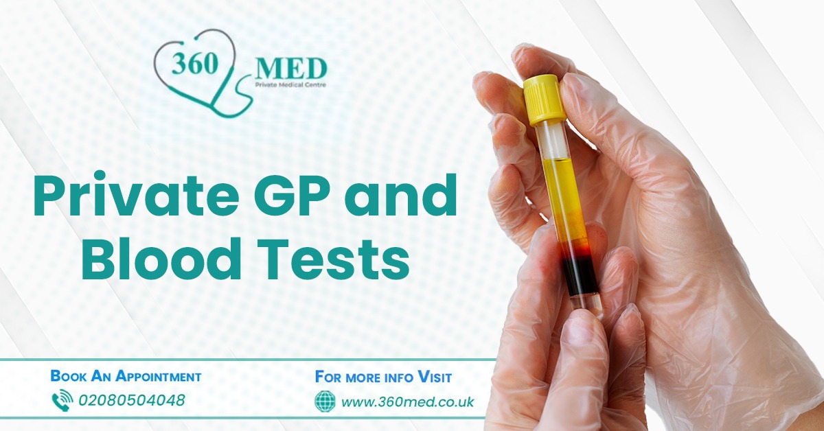 Doctor's gloved hands holding a blood test vial – Private GP and blood tests at 360 Med, Muswell Hill